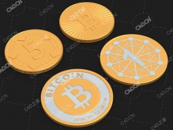 比特币金币数字货币C4D模型Bitcoins
