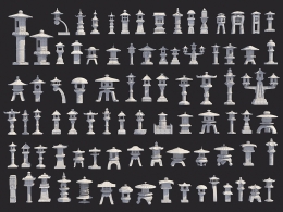 92款中国古典园林古建筑石灯3D模型合集 含.blend .c4d .obj .fbx格式及高质量贴图材质下载