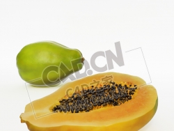 成熟的木瓜一半木瓜水果C4D模型 Papaya