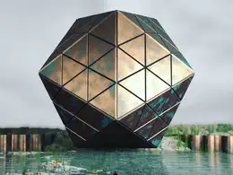 C4D水边的菱形金属模型工程 DAMNWAND