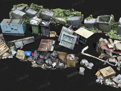 垃圾堆垃圾场模型Trash Pack V-03垃圾袋垃圾筒纸箱生活垃圾木板铁皮水泥袋