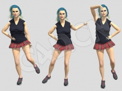 穿短裙跳舞的女孩低面人物C4D动画模型