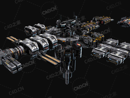 C4D科幻空间站星际太空基地模型Sci Fi MS2 Space Station