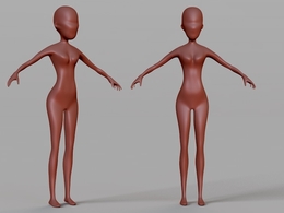 卡通女性人体模型 外星人躯体C4D模型 Stylized Female