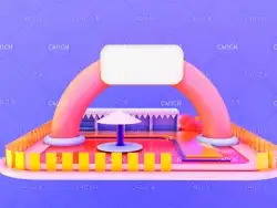 卡通电商背景电商促销海报背景C4D工程