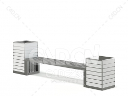 带回收站的休息椅长凳 bench_with_recycle_bin