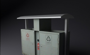 街边可回收、不可回收双桶垃圾桶 垃圾箱C4D模型 Trash can 3D model