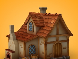 低面卡通小木屋C4D模型 Baker house