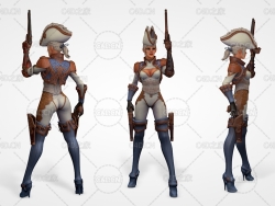 卡塔琳娜·沃德里奇上将 女战士C4D模型 Admiral Katalina Voidridge 3d model