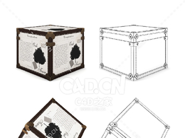 真皮封线装饰盒C4D模型