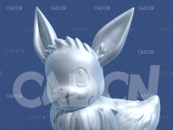 口袋妖怪伊布卡通角色雕塑C4D模型 Eevee2