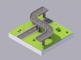 街道和桥梁卡通场景C4D模型 Streets and bridges