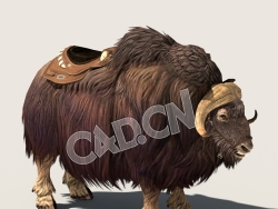 C4D麝牛模型（包含骨骼绑定动画) MuskCow 3D Model