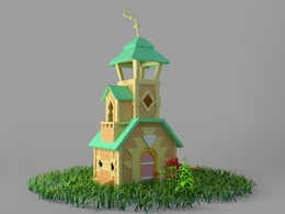 卡通房子 玩具小木屋C4D模型 Cartoon house