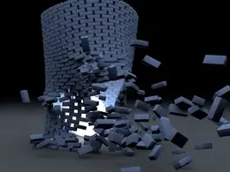 C4D圆型砖墙倒塌动画工程文件 A round wall collapses