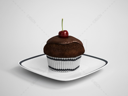 樱桃巧克力蛋糕杯C4D模型下载