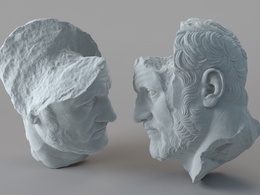 破损的男性头像雕塑C4D模型 Portrait of a Man