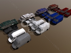 20辆破旧汽车C4D模型下载