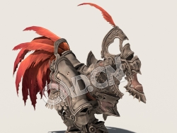 C4D全副武装的铠甲公鸡坐骑模型（包含骨骼绑定动画) ZeeZee_A01 3D Model