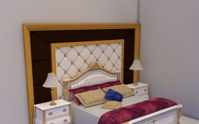 欧式双人床C4D模型 Double 3D model