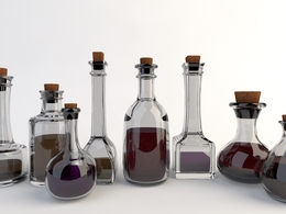 9个化学玻璃瓶C4D模型 Glass bottles