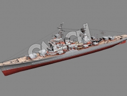 C4D苏联“斯维尔德洛夫”级巡洋舰模型 Soviet Sverdlov-class cruiser 3d Model