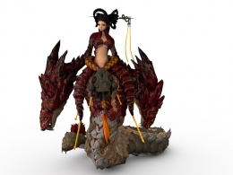 三头蛇女王C4D游戏角色模型（绑定+动画） Snake Queen 3dmodel