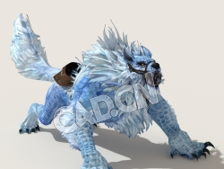 C4D变异雪域狼模型（包含骨骼绑定动画) WinterWolf_A03 3D Model