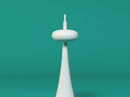 低面卡通建筑图标模型Space Needle
