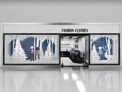 衣服专柜3d model of Shop window witch low polyinterior