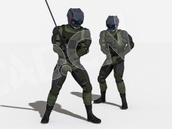 戴头盔的战士25个动作绑定动画C4D模型IG_Mike_Trooper