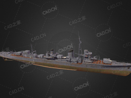 日本海军阳炎级驱逐舰C4D模型下载Kagero 3d model