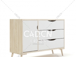 木制儿童橱柜C4D模型下载 Wooden Children's Cabinet