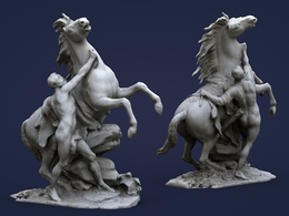 卢浮宫博物馆惊马雕塑C4D模型 chevaux de marly 1 louvre museum low definition