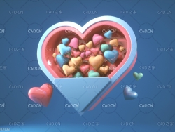 C4D OCTANE立体心形模型