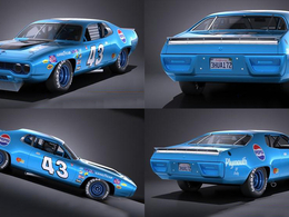 普利茅斯汽车C4D模型 Plymouth Roadrunner NASCAR Richard Petty 1971