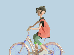 骑自行车女孩C4D OCTANE模型下载