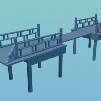 古建模型：木桥3D模型 The wooden bridge