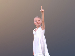 三维扫描写实人物扭头用手指点的国外年轻女孩