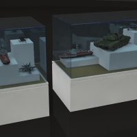 军事展厅展台：武器展柜C4D模型 Weapons Showcase