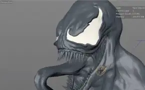 C4D长舌怪兽头像雕刻教程 Tutorial _Venom Sculpting in Cinema 4D