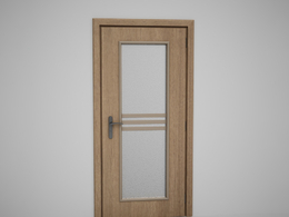 大块竖长玻璃单开门C4D模型下载 Door model