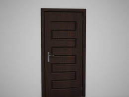 曲线装饰压线深棕色门C4D模型下载 Door model