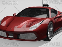 法拉利gtb488出租车C4D汽车模型下载
