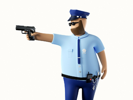 拿手枪射击的警察