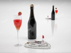 香槟瓶高脚杯首饰 champagne bottle witch glass and perl