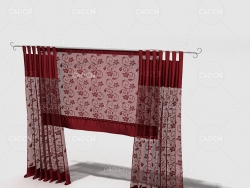 C4D室内花纹窗帘模型 Curtain 3D Model-28