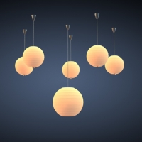 桔色球形装饰灯C4D模型 Light 3D models