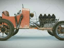 复古赛car敞篷老爷车C4D模型vintage racing car