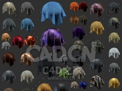 C4D OCTANE布料面料绸缎丝绸亚麻地毯迷彩材质 Octane Fabric Materials Vol 02